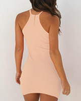 Sleeveless Halter Solid Bodycon Mini Dress