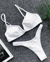 Spaghetti Strap Solid Bikini Set