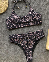 Lace-Up Deaign Halter Bikini Set
