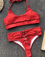 Lace-Up Deaign Halter Bikini Set