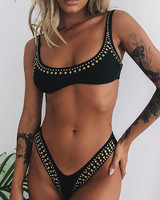 Studded Design Thin Strap Bikini Sets