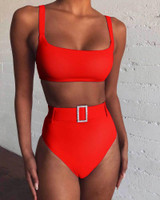 Thin Strap High Waist Bikini Set