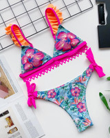 Floral Print Tied Design Bikini Set