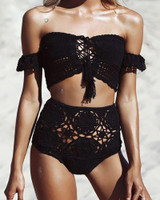 Hollow Out Knitted Bandage Bikini Set