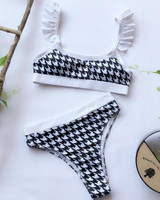 Houndstooth Print Two Piece Swimsuit