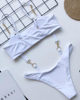 Metal Chain Hang Buckle Bikini Set
