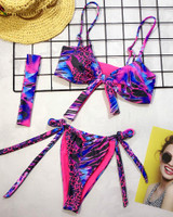 Print Triangle Bikini Swimsuit