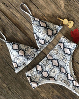 Spaghetti Strap Snakeskin Print Bikini Set