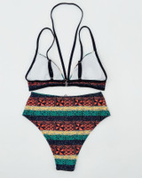 Cut Out Tribal Print Bikini Sets