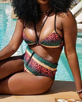 Cut Out Tribal Print Bikini Sets