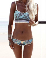 Women Stylish Lace Trim Strappy Bikini Set