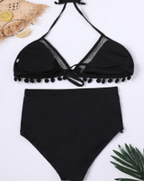 Pom Pom Detail Halter Bikini Set