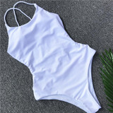 Sexy Pure Color Backless Swimwear