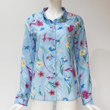 Long Sleeve Floral Casual Turn Down Collar Ladies Blouses