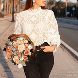 Sexy Lace Solid Color Blouses
