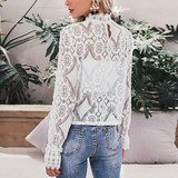 Sexy Lace Solid Color Blouses