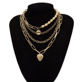 Multi Layered Pearl Choker Necklace