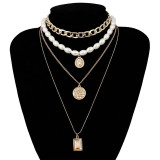 Multi Layered Pearl Choker Necklace