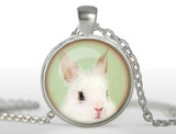2017 New Limited Trendy Women Collares Collier Necklace Rabbit Pendant Bunny Necklace Cute Animal Jewelry Glass Dome Pendant HZ1