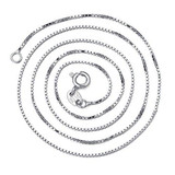 925 Sterling Silver 18k White Gold Plated 0.8mm Box Italian Necklace chain (Length 16" 18" )