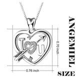 925 Sterling Silver Cubic Zirconia Love Heart Vintage Pendant Necklace, Box Chain 18"