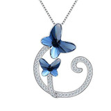925 Sterling Silver CZ "Butterfly Lover" Vine Made with Swarovski Crystals Pendant Necklace 925 Sterling Silver CZ "Butterfly Lover" Vine Made with Swarovski Crystals Pendant Necklace