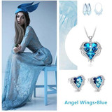 Angel Wings Love Heart Crystal Necklace