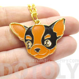 Chihuahua Puppy Dog Shaped Animal Pendant Necklace in Black and Tan | Limited Edition