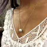 Dainty gold necklace, Minimalist necklace, silver ball pendant, Simple Silver Bead Necklace, Layering Necklace, Gift for her, Boho - AFN 117