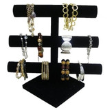 Dial Black Velvet Triple Tier Jewelry Bracelet Organizer Display Stand