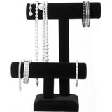 Dial Industries Black Velvet Jewelry Display Double Tier Design