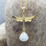 DRAGONFLY MOONSTONE GOLD NECKLACE