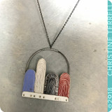 Four Etched Arches Upcycled Tin Necklace Four Etched Arches Upcycled Tin Necklace