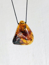 Large Amber Drop Pendant on a Silk Cord