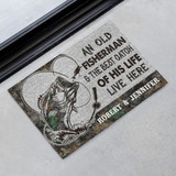 An Old Fisherman And The Best Catch Of His Life Live Here Personalized Doormat/Welcome Mat