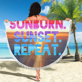 SUNRISE SUNBURN SUNSET REPEAT BEACH/PICNIC BLANKET