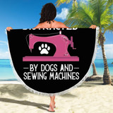 EASILY DISTRACTED BY DOGS AND SEWING MACHINES BEACH/PICNIC BLANKET