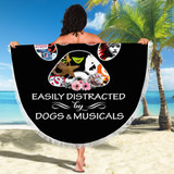 EASILY DISTRACTED BY DOGS AND MUSICALS BEACH/PICNIC BLANKET