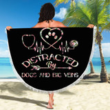 EASILY DISTRACTED BY DOGS AND BIG VEINS BEACH/PICNIC BLANKET