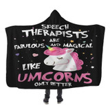 THERAPISTS UNICORN HOODED SHERPA BLANKET