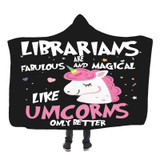 LIBRARIANS UNICORN HOODED SHERPA BLANKET
