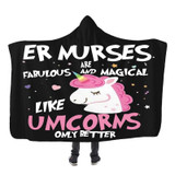 ER NURSES UNICORN HOODED SHERPA BLANKET