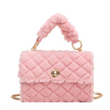 Winter Warm Faux Fur Women's Shoulder Bag New Luxury Chains Female Handbags And Purses Top Handled Crossbody Bags For Women