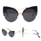 Round Cat Eye Color Mirror Lens Sunglasses