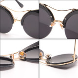 Round Cat Eye Color Mirror Lens Sunglasses