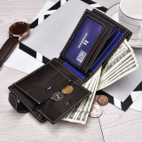 Men Wallets Short Bifold Business Leather Wallet