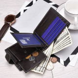 Men Wallets Short Bifold Business Leather Wallet