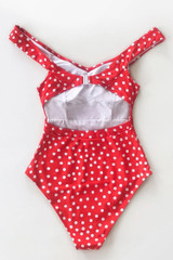 Strawberry Girl Red Polka Dot Belted One-Piece Swimsuit