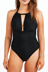KEEP SECRETS HALTER ONE-PIECE SWIMSUIT