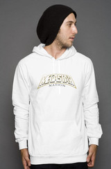 Megastar Nation White and Gold Outline Arc  - Mens / Womens White Pullover Hoody